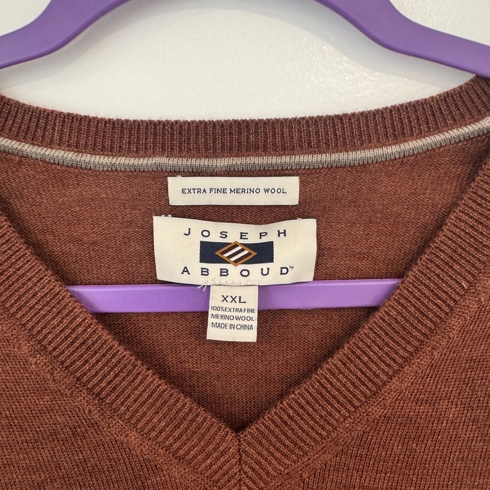 Joseph Abboud Men’s XXL Extra Fine Merino Wool Sweater | Burnt Orange - Picture 3 of 3